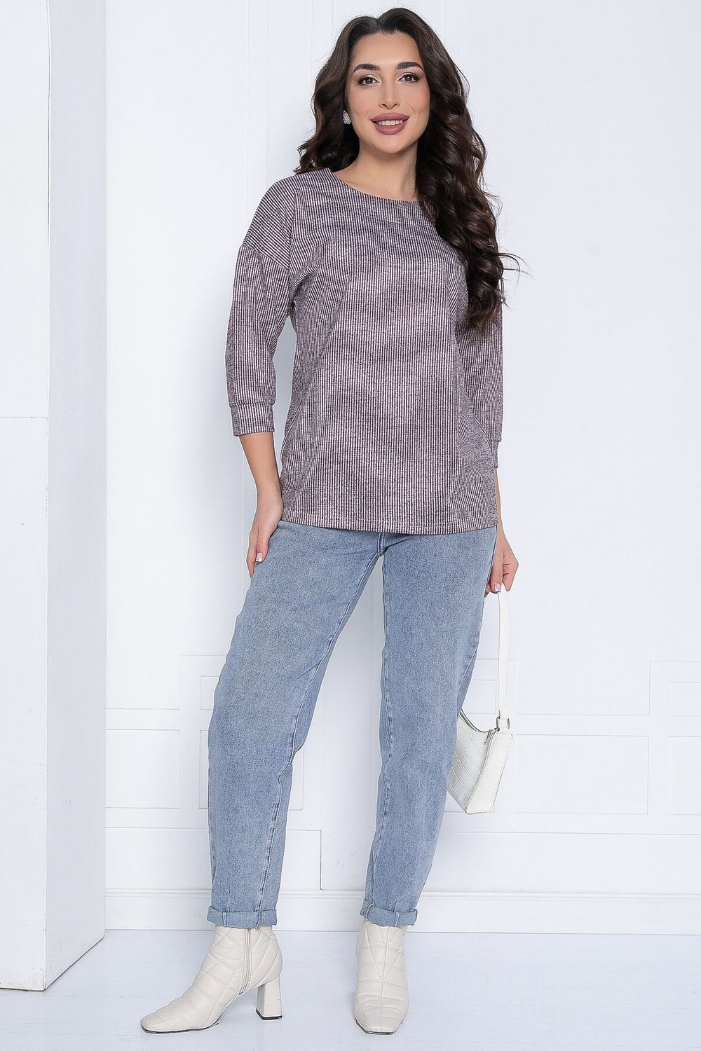 Блуза В гармонии с собой (серо-бордовая) Б12425 LT Collection