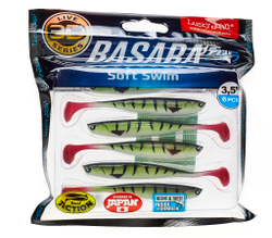 Виброхвост LUCKY JOHN Basara Soft Swim 3D, 3.5in (89 мм), цвет PG10, 6 шт.