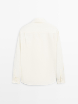 Massimo Dutti Рубашка классического кроя из хлопковой смеси, кремовый