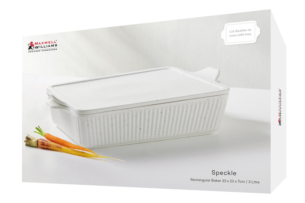 Форма для запекания с крышкой 33х23см Maxwell & Williams Speckle молочная в крапинку