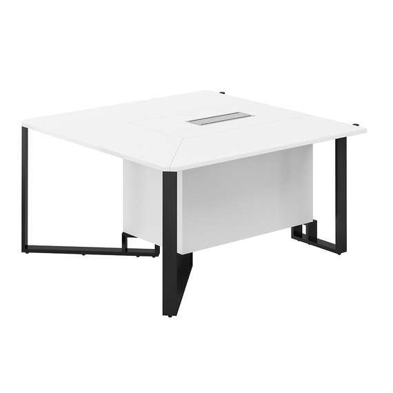 SP.0103.WH.WH.AN / Модуль боковой 1400х1400х750 / столешница:белый, подстолье:белый, металлокаркас:антрацит, лючок:белый