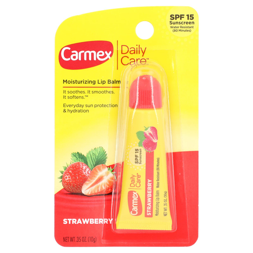 Carmex, Daily Care™, увлажняющий бальзам для губ, SPF 15, клубника, 10 г (0,35 унции)