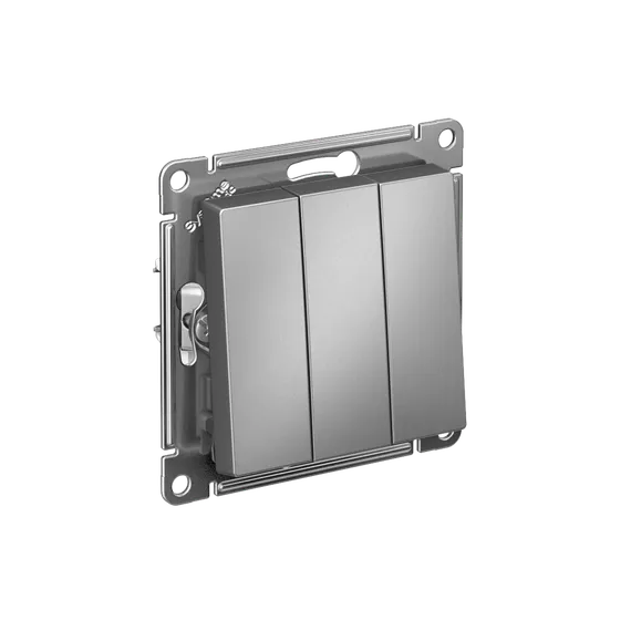 Выключатель 3-кл. СП AtlasDesign 10А IP20 (сх. 1+1+1) 10AX механизм сталь SE ATN000931
