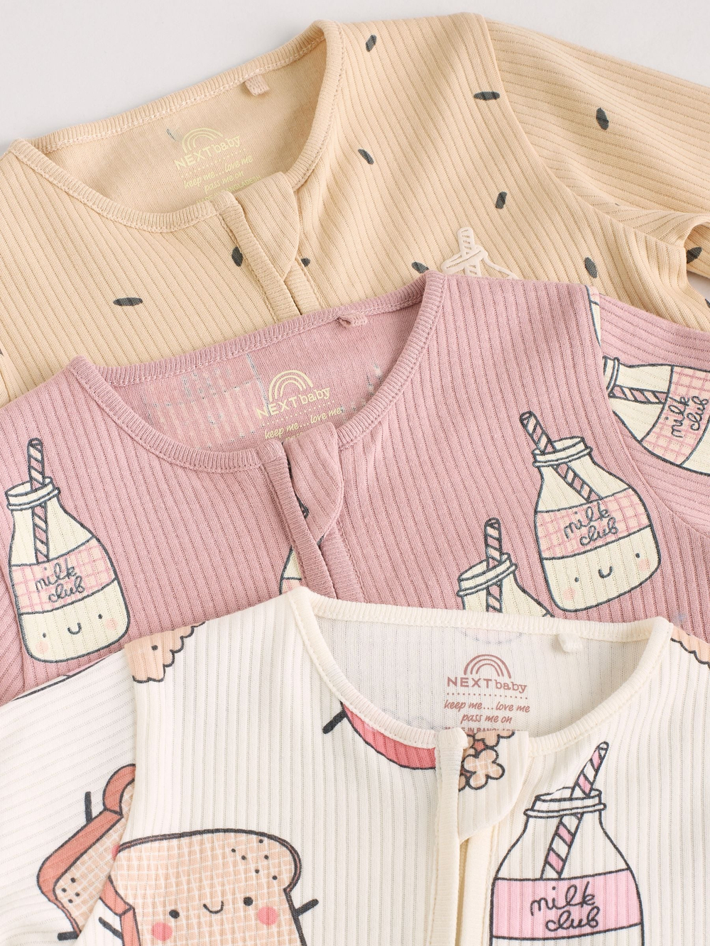 Комбинезон / Cлип для малышей Next F35-965, 3 шт., Розовый, Бежевый