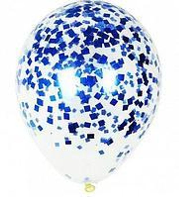 Шар с конфетти синий 32 см  (БГ-17)