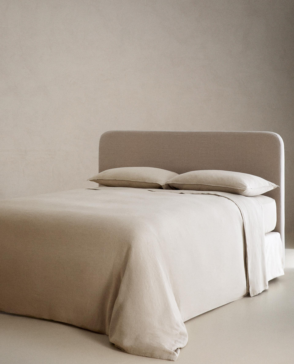 Zara Home - Простыня льняные брюки / 30 см высокий, светло-бежевый, 160х200х30 см