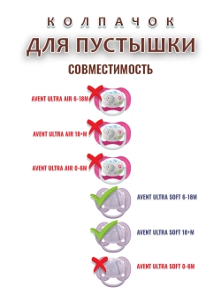 Колпачок для соски пустышки AVENT ultra soft 6-18m 18+m