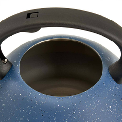 Чайник 3 л из нержавеющей стали со свистком, индукционное дно ALPENKOK AK-547 синий гранит, ручка черный