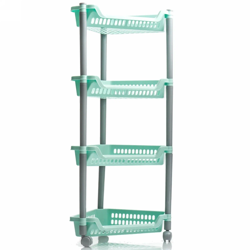 Этажерка угловая 4-х секциионная на колесиках, цвет микс, 82*38*30см