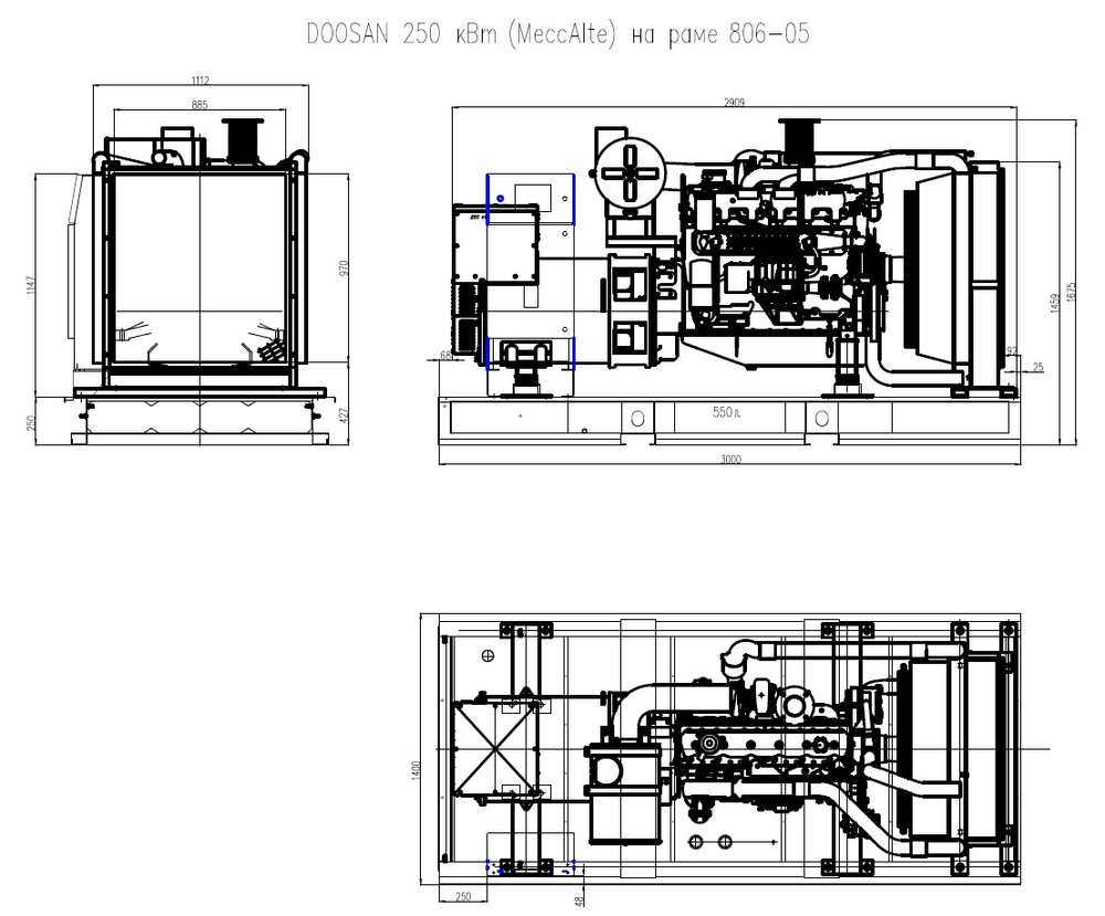Дизельный генератор (240 кВт) ТСС АД-240С-Т400-1РМ17 (Mecc Alte)
