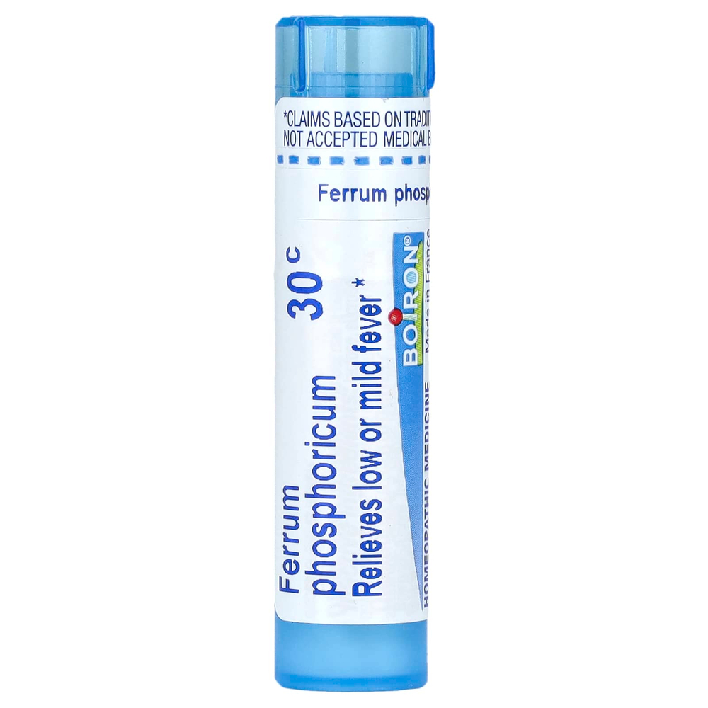 Boiron, Ferrum Phosphoricum, 30C, легкое средство для снятия лихорадки, прибл. 80 гранул