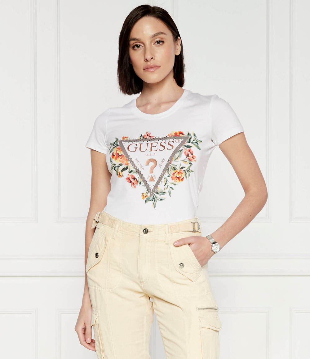 Футболка TRIANGLE FLOWERS GUESS - белый(W4GI24 J1314)