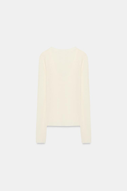 ZARA ТОП ИЗ ТОНЧАЙШЕГО ТРИКОТАЖА, БЕЛЫЙ