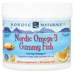 Nordic Naturals, Nordic Omega-3 Gummy Fish, «мандариновые лакомства», 124 мг, 30 жевательная таблеток в форме рыбок