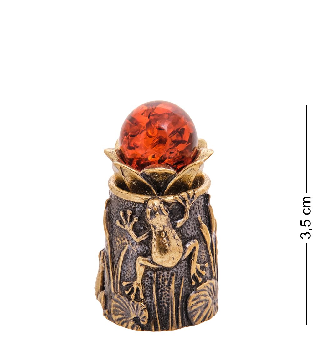 AM-3552 Наперсток «Кувшинка» (латунь, янтарь)