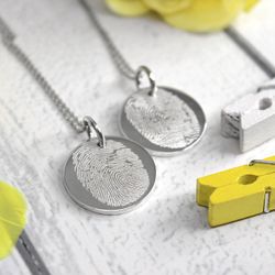 Парные серебряные кулоны подвески с отпечатками пальцев на заказ