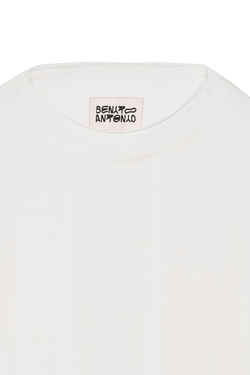 ZARA X BENITO ANTONIO ФУТБОЛКА УКОРОЧЕННОГО КРОЯ С ДЛИННЫМИ РУКАВАМИ, ЖЕЛТОВАТО-БЕЛЫЙ