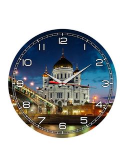 Часы на стену "Храм Христа Спасителя и огни Москвы" (0 / Рос. размер 1)