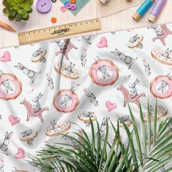 Ткань оксфорд 210 зайцы с надувными кругами