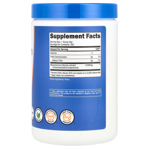 Nutricost, Глюкоманнан, без добавок, 500 г (17,9 унции)