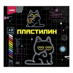 Пластилин 12цв. 15гр. "Киберкотики" пенал (Lori)