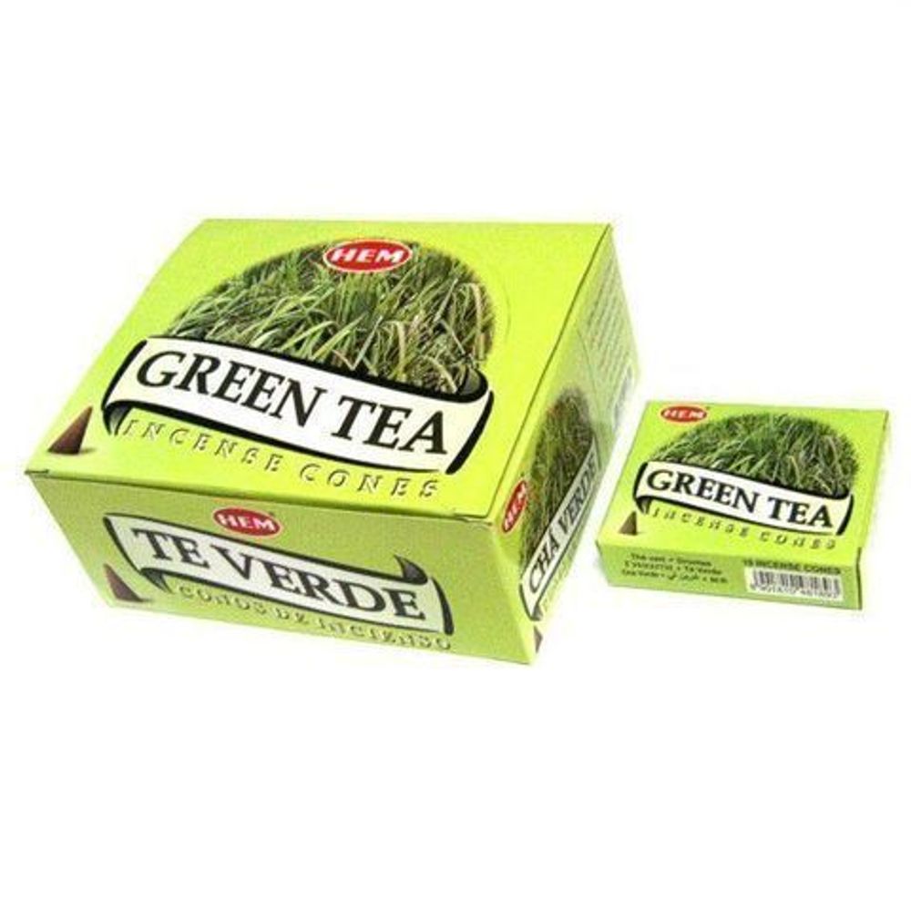 HEM Green Tea Благовоние-конус Зелёный чай, 10 шт