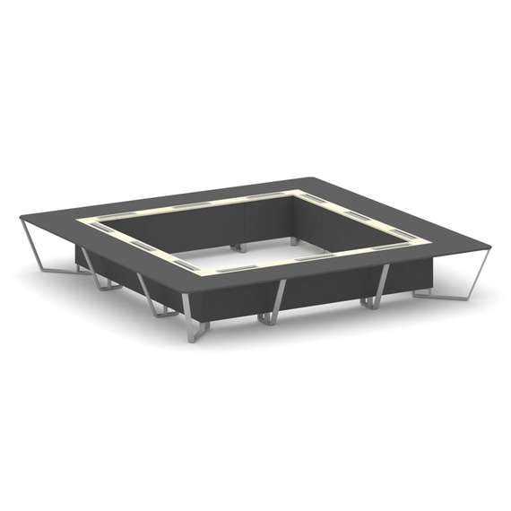 Steel Meet Стол переговорный квадратный KMK-PR.B.SP-24K Антрацит/Ваниль Глянец/Металл Серый 4800*480