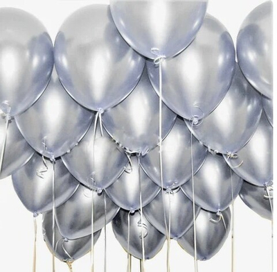 Шары с гелием под потолок Хром Серебро 15 шаров