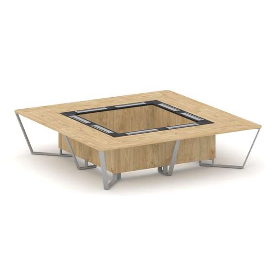 Steel Meet Стол переговорный квадратный KMK-PR.B.SP-16K Тиквуд Светлый/Графит Глянец/Металл Серый 32