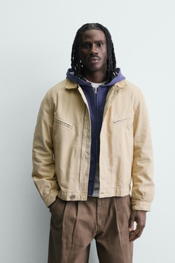 ZARA УКОРОЧЕННАЯ КУРТКА С ВЕЛЬВЕТОВЫМ ВОРОТНИКОМ, ЯИЧНО-ЖЕЛТЫЙ