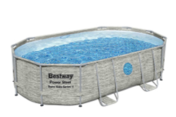 Каркасный овальный бассейн Bestway "Камень" 488х305х107 см + песочный ф/насос 3028 л/ч, лестница, тент (56946)