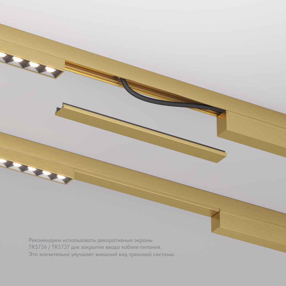 TR5736-SB Декоративная заглушка желоба трека SHINE BASE, 20см, сатинированная латунь, алюминий