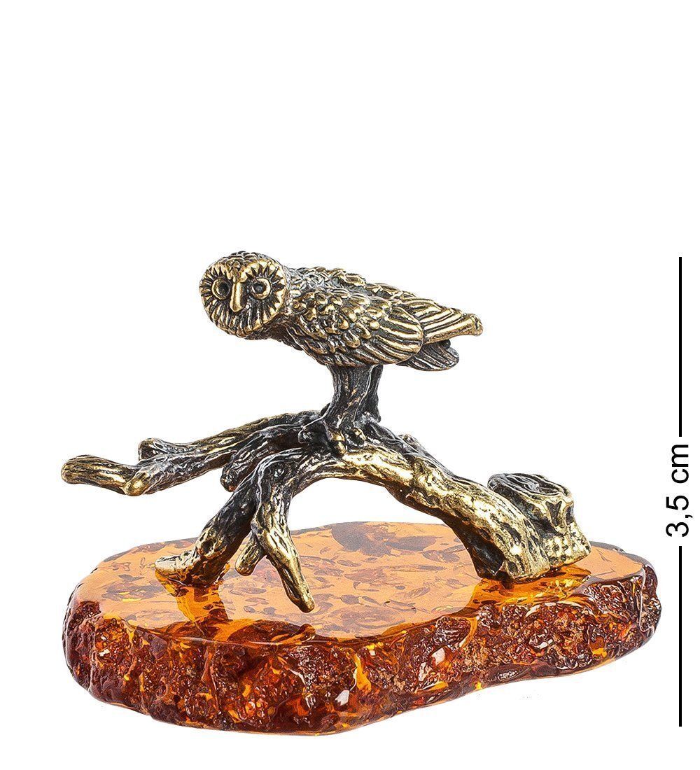 Народные промыслы AM- 560 Фигурка «Сова на ветке» (латунь, янтарь)