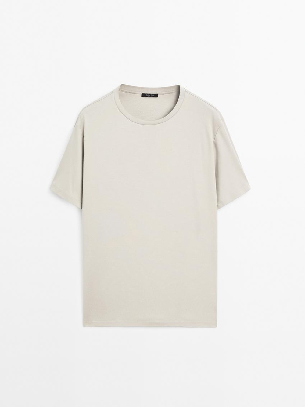 Massimo Dutti Футболка из смесового хлопка, каменно-серый