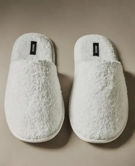 ZARA HOME МАХРОВЫЕ ТАПОЧКИ, БЕЛЫЙ