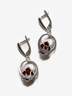 Серьги с цельным коньячным янтарем