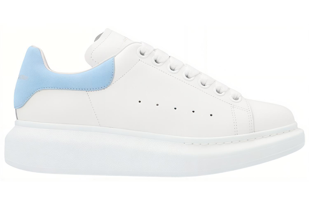 Alexander McQueen Alexander McQueen Oversized logo Lace-up fashion sneakers women's white and Blue # Gift Recommendation