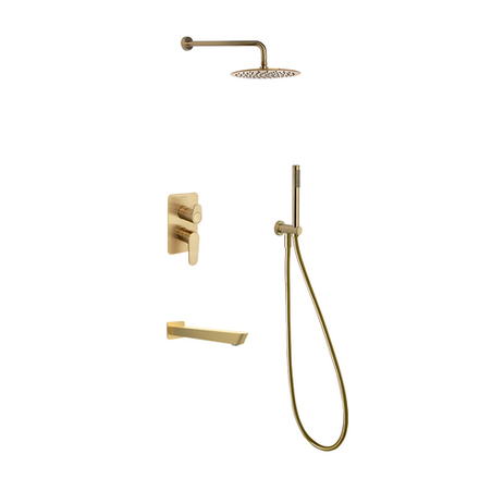 Встраиваемый смеситель для душа с изливом, тропическим и ручным душем ALEXIA K3615031OC золото