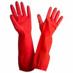 Перчатки МНОГОРАЗОВЫЕ латексные ДЛИННАЯ МАНЖЕТА 25 см КРАСНЫЕ, размер M (средний), вес 80 г, КП, 133332