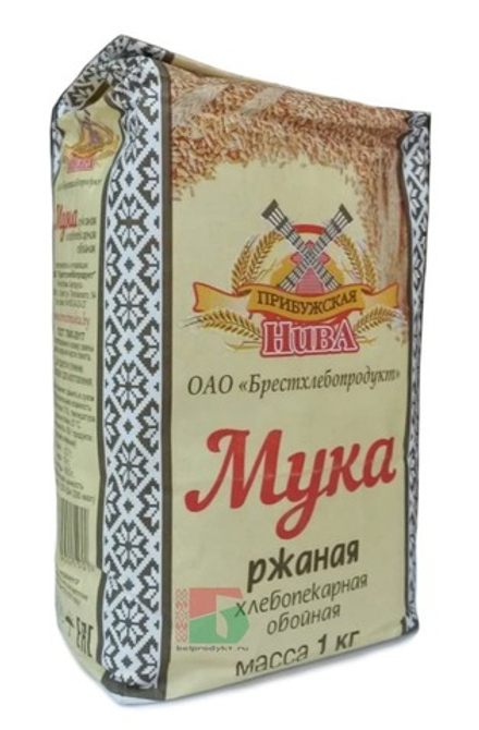 Мука ржаная "Прибужская нива" обойная 1кг. Брестхлебопродукт