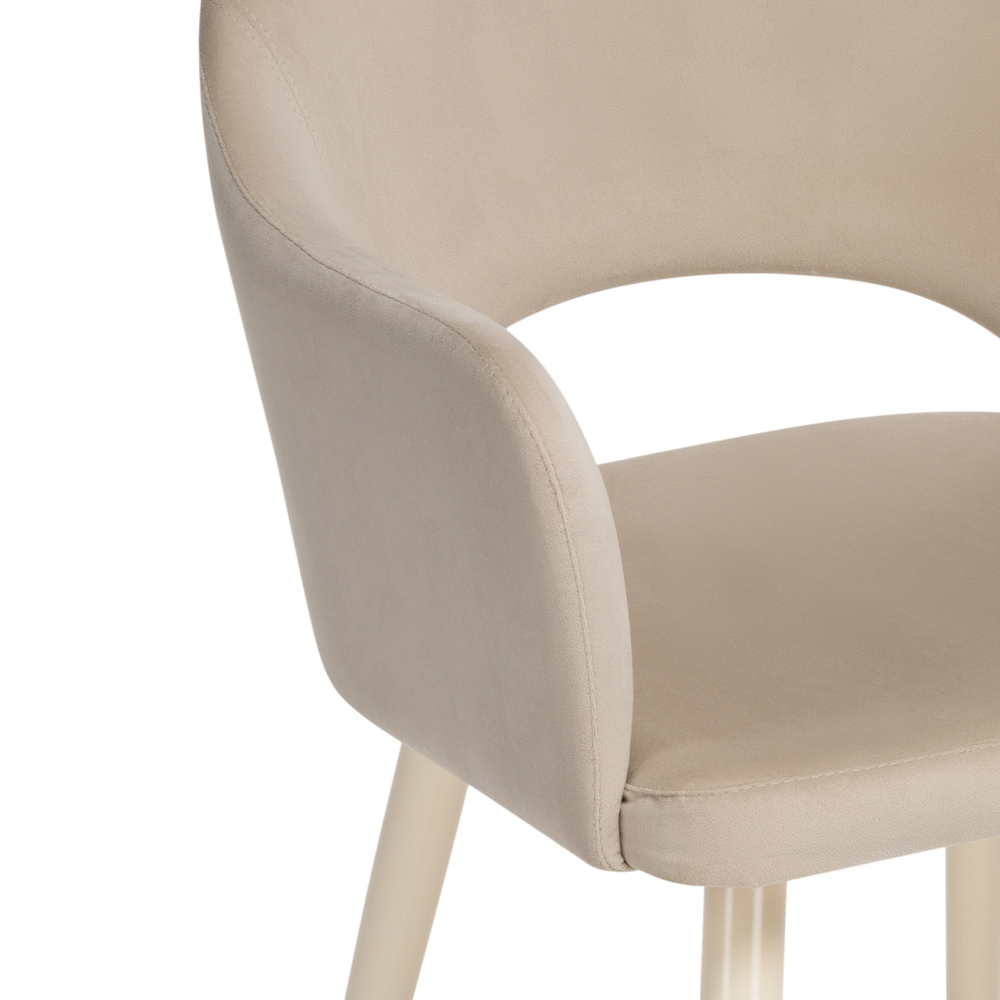 Стул на металлокаркасе Woodville Апри микровелюр 05, бежевый глянец, ножки бежевые