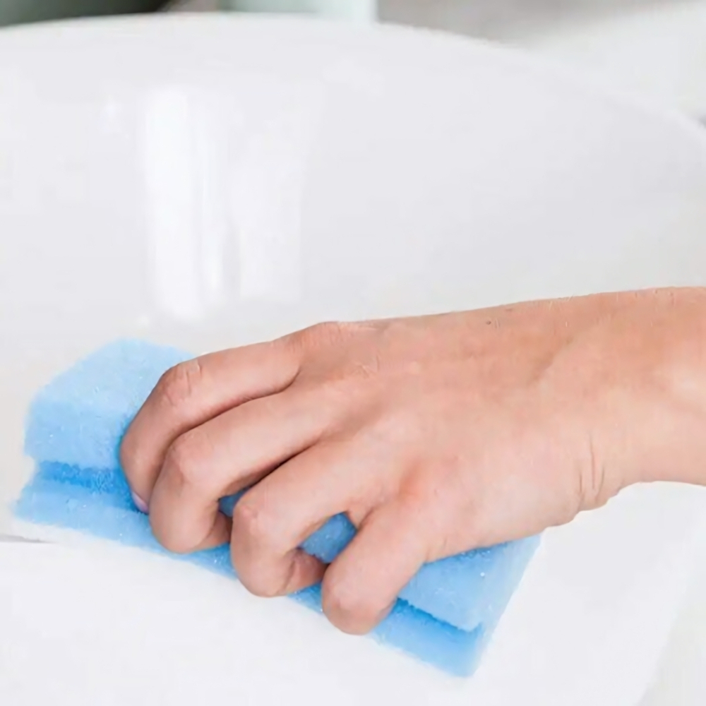 Губка санитарная для сантехники 13,5*7*4,3см, поролон 18 кг/м3, фибра 500г/м2 YORK