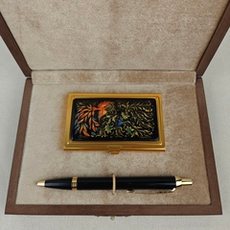 Набор "Жар-птица" зол. визитница персональная, ручка