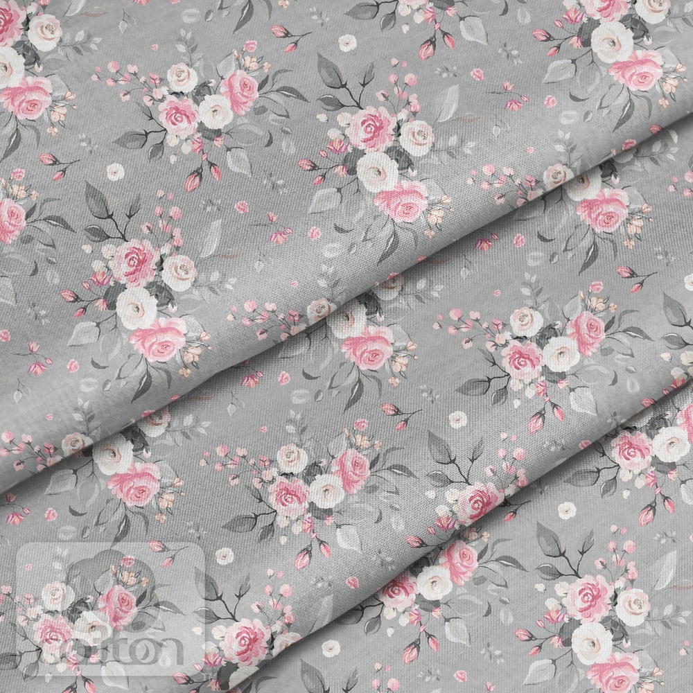 Отрез хлопка "Букеты на сером"