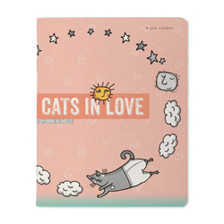Тетрадь А5 48 л. BRUNO VISCONTI, скоба, клетка, матовая ламинация, "CATS IN LOVE" (5 видов), 7-48-1230