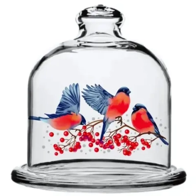Лимонница стеклянная 10см «Снегири» D98397/01