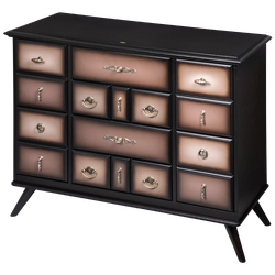 Комод Пандора - 2 с 4 ящиками и 2 полками Орех Оберджин Шоколад