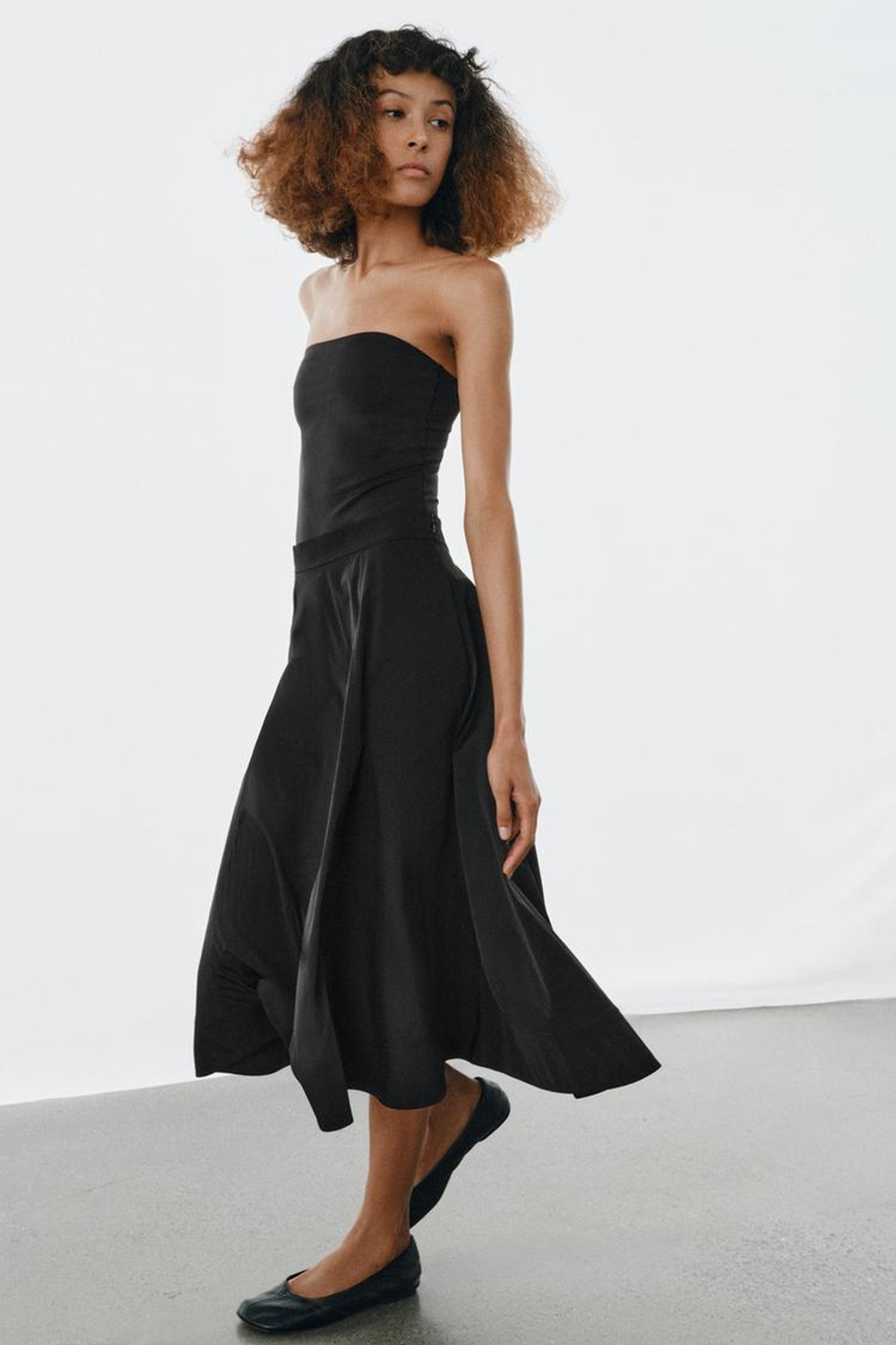 ZARA ЮБКА МИДИ — ZW COLLECTION, ЧЕРНЫЙ