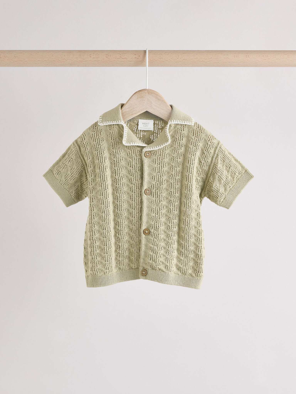 Рубашка и шорты вязаные в комплекте для малышей Next E81-347, Хаки