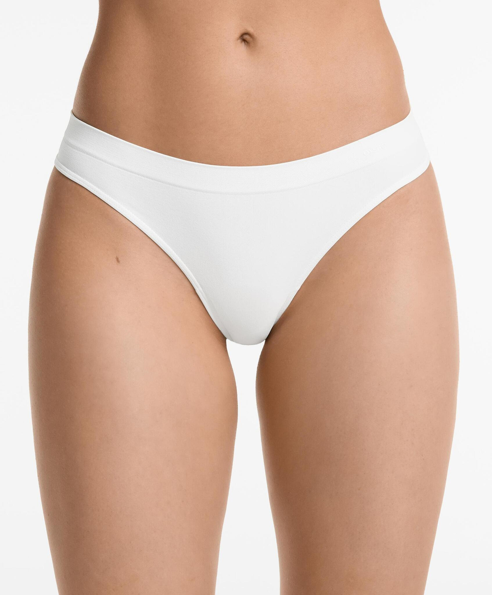 OYSHO Набор из 3 пар бесшовных трусов-стрингов, миндальный